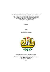 studi perbandingan model pembelajaran tgt dan nht untuk