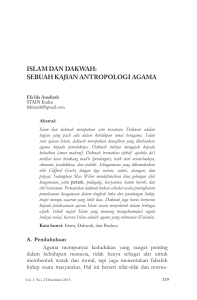islam dan dakwah: sebuah kajian antropologi agama