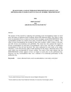 REAKSI HARGA SAHAM TERHADAP REKOMENDASI SAHAM