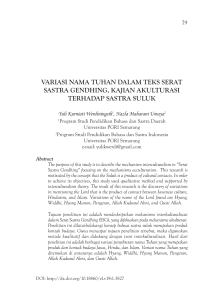 variasi nama tuhan dalam teks serat sastra gendhing, kajian