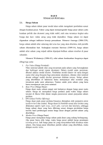 BAB II TINJAUAN PUSTAKA 2.1. Harga Saham Harga saham dalam