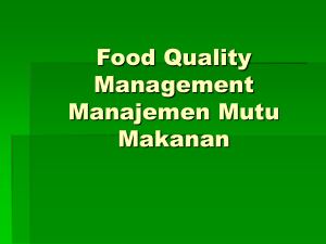 Food Quality Management Manajemen Mutu Makanan