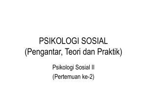 PSIKOLOGI SOSIAL (Pengantar, Teori dan Praktik)