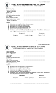 formulir pendaftaran baptisan bayi / anak formulir