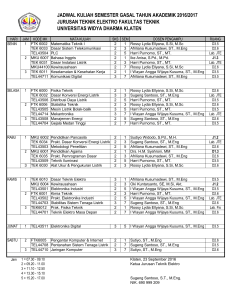 jadwal kuliah semester gasal tahun akademik 2016/2017 jurusan