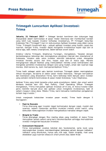 Press Release Trimegah Luncurkan Aplikasi Investasi: Trima