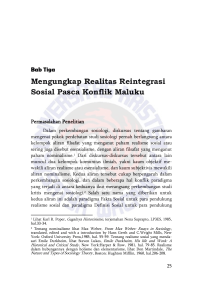 Reintegrasi Sosial Pasca Konflik Maluku
