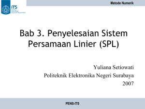 Metode Numerik SPL - Politeknik Elektronika Negeri Surabaya