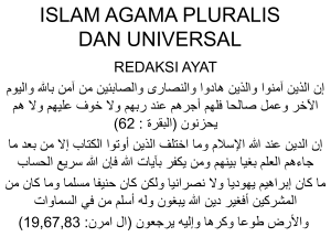 islam agama pluralis dan universal