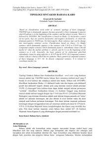 tipologi sintaksis bahasa karo
