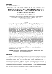 Jurnal Didaktik Matematika - e-Journal of Hamzanwadi University