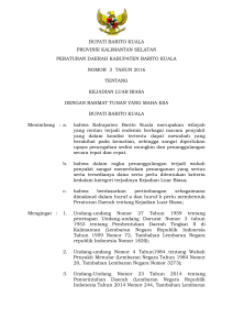 Perda 3 Thn 2016 Ttg KLB - JDIH Barito Kuala