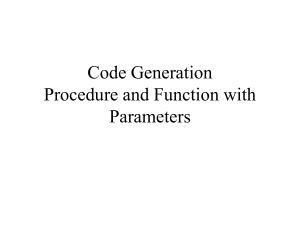 Code Generation Procedure and Function with Parameters