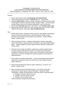 Soal Ujian Matrikulasi S3 Manajemen dan Kepemimpinan Juni 2013