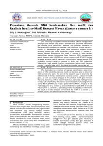 Penentuan Barcode DNA berdasarkan Gen matK