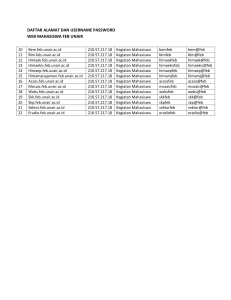 daftar alamat dan username password web mahasiswa feb unair