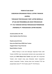 terhadap penyesuaian tarif listrik berkala (ptlb) dan