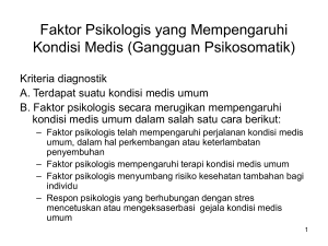 Faktor Psikologis yang Mempengaruhi Kondisi Medis (Gangguan