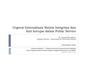 Urgensi Internalisasi Sistem Integritas dan Anti