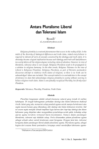 Antara Pluralisme Liberal dan Toleransi Islam