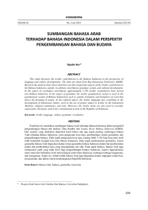 sumbangan bahasa arab terhadap bahasa indonesia dalam