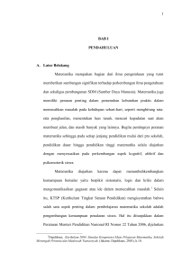 1 BAB I PENDAHULUAN A. Latar Belakang Matematika merupakan