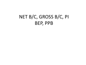 NET B/C, GROSS B/C, PI BEP, PPB