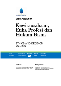 Modul Kewirausahaan, Etika Profesi Dan Hukum Bisnis [TM6]