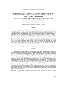 pertumbuhan dan rasio efisiensi protein broiler dengan pemberian