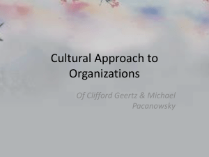 Cultural Approach to Organizations