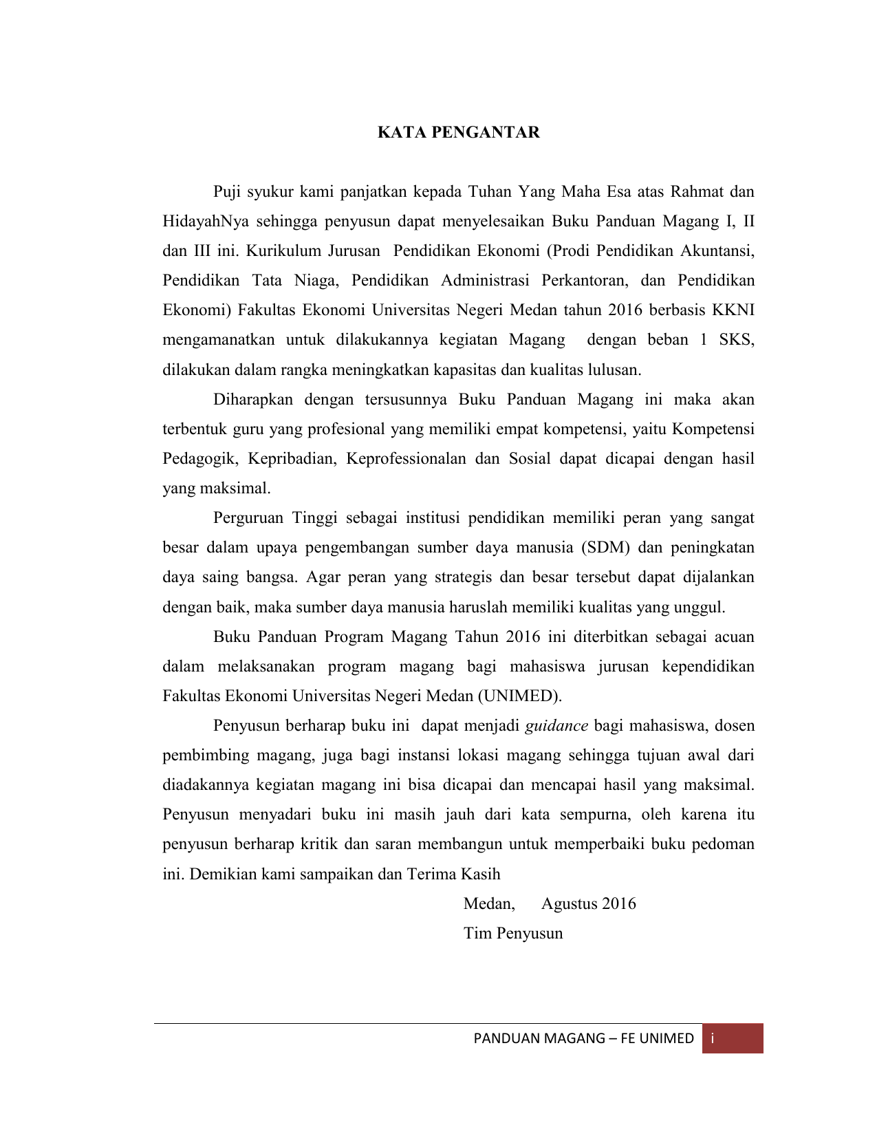 Contoh Kata Pengantar Laporan Magang Mahasiswa Ilmu