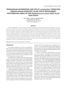 penGGUnAAn AntimikrobA dAri isolAt Lactobacillus terseleksi