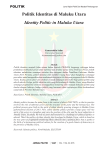 Politik Identitas di Maluku Utara Identity Politic in Maluku Utara