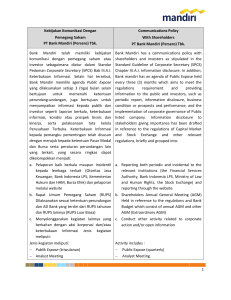 (Persero) Tbk. Communications Policy With Shareholders PT Bank Ma
