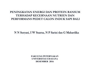 peningkatan energi dan protein ransum terhadap kecernaan nutrien