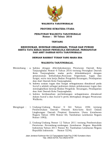 Peraturan Walikota Tanjungbalai Nomor 50 Tahun 2016 Tentang