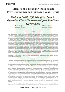Etika Publik Pejabat Negara dalam Penyelenggaraan Pemerintahan
