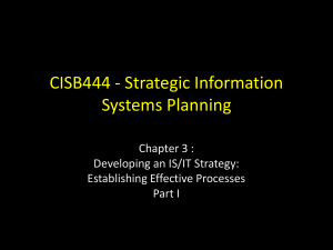 Developing an IS/IT Strategy: Establishing Effective Processes Part I