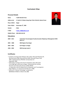 Curriculum Vitae Personal Details Name : Yudhi Marshel Putra