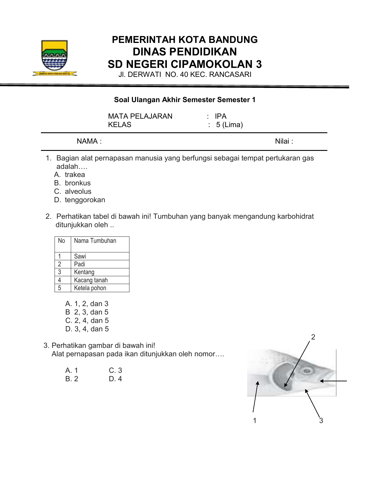 Soal Pelajaran Ipa Kelas 5