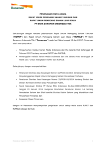 PT Bank Danamon Indonesia Tbk PENJELASAN MATA ACARA