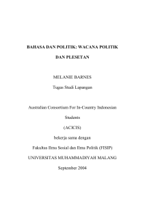 BAHASA DAN POLITIK: WACANA POLITIK DAN PLESETAN