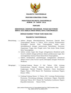 Peraturan Walikota Tanjungbalai Nomor 34 Tahun 2016 Tentang