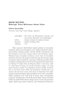 BOOK REVIEW: Beberapa Tema Reformasi dalam Islam