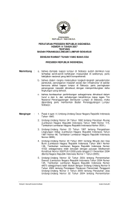 Peraturan Presiden Republik Indonesia Nomor 14 Tahun 2007