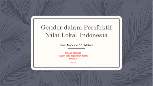 Gender dalam Persfektif Nilai Lokal Indonesia