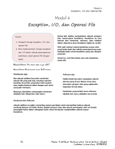 Modul 4 Exception, I/O, dan Operasi File