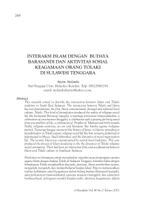 inteRakSi iSlaM dengan budaYa baRaSandi dan aktivitaS SoSial