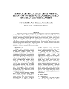 hidrolisa enzimatik pada crude palm oil penentuan kondisi operasi