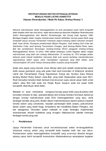III. Konsep Pasar Listrik Sistem Jawa-Bali